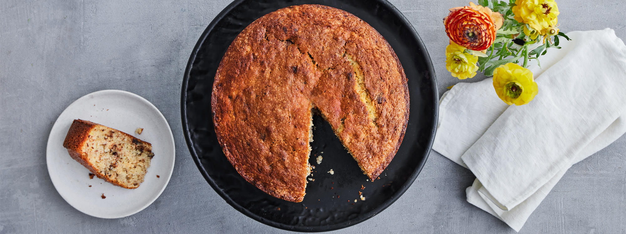 Banankage med mørk chokolade