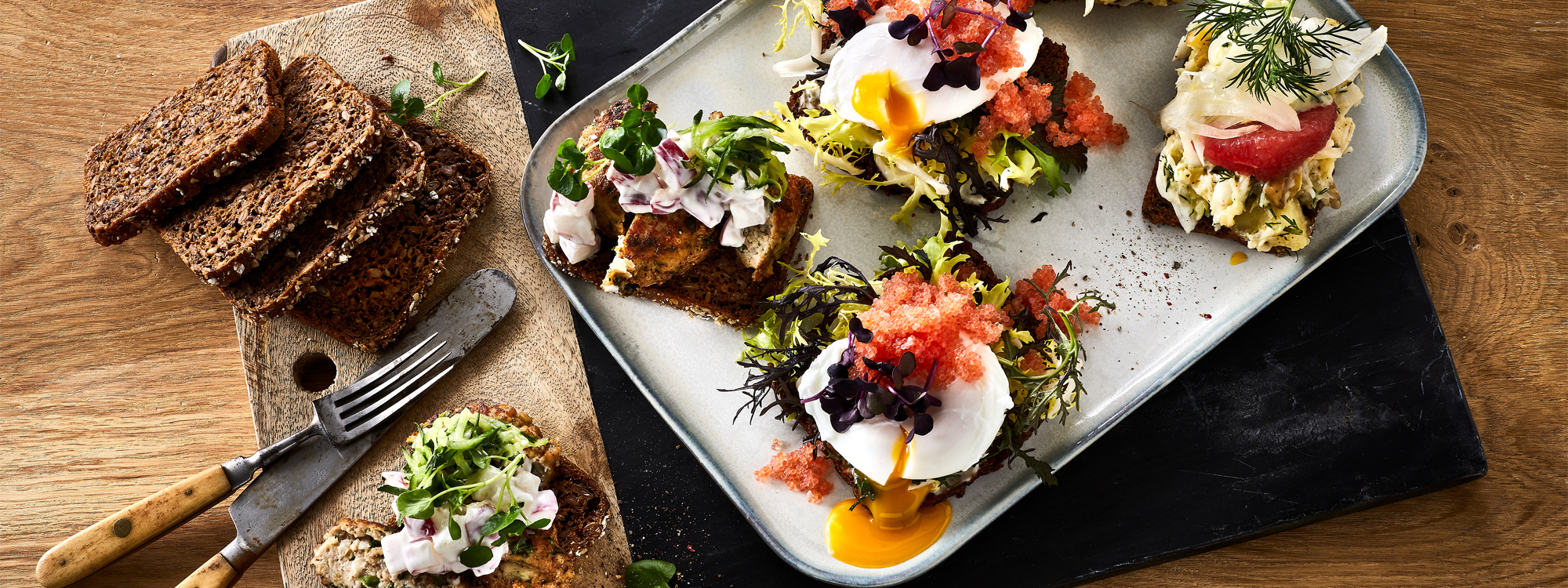 3 stykker smørrebrød