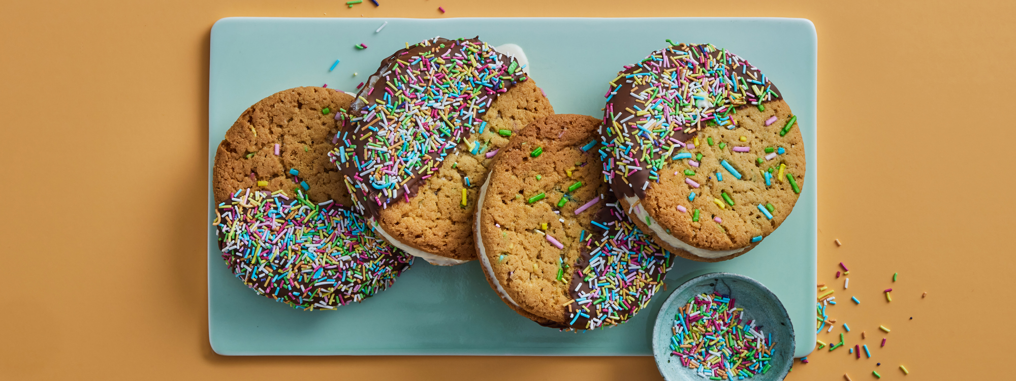 Is-sandwich med vaniljeis og krymmel