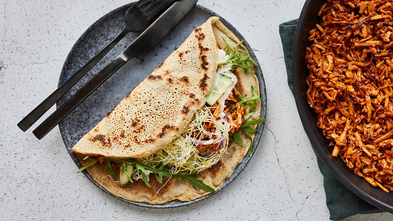 Quinoa-pandekager med tofu og grønt