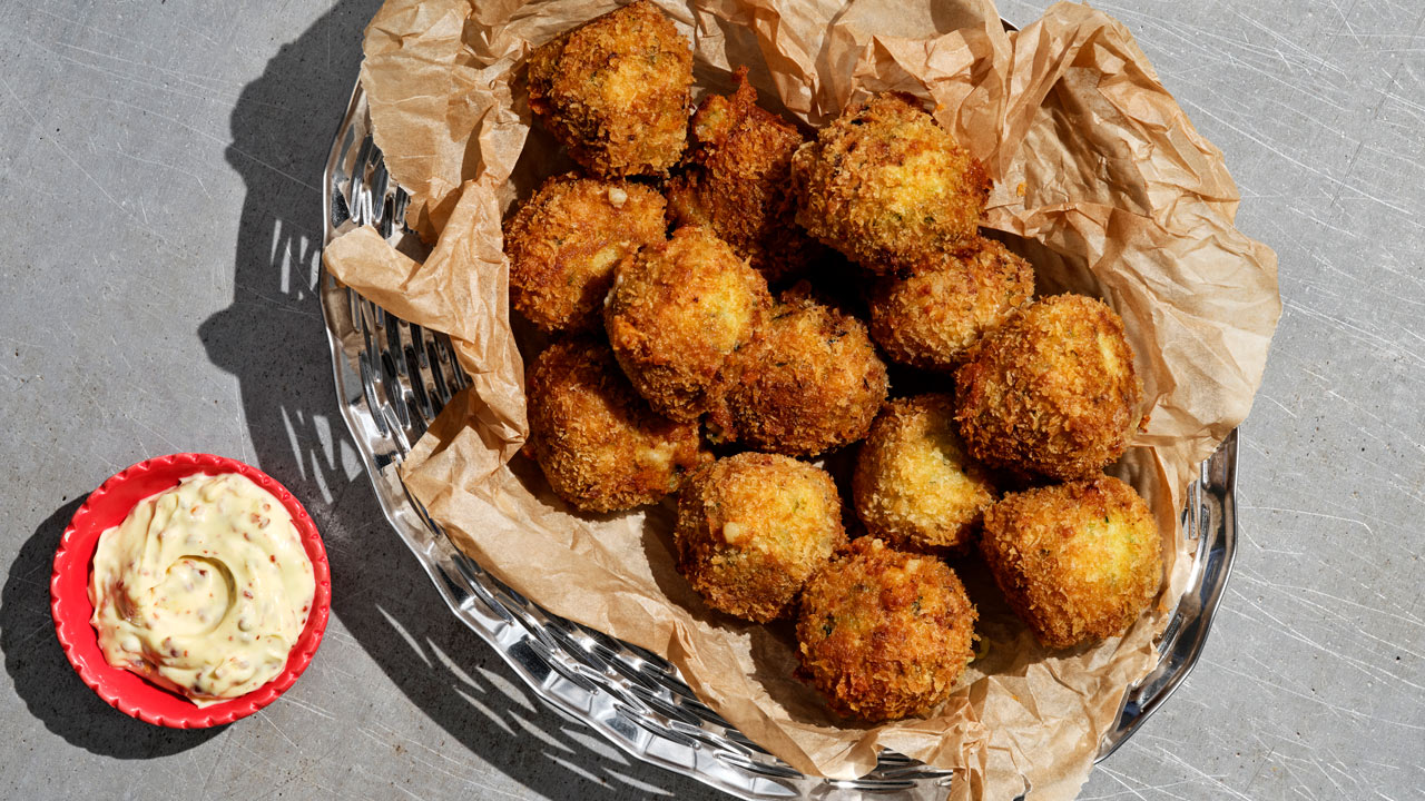 Friterede squashkugler