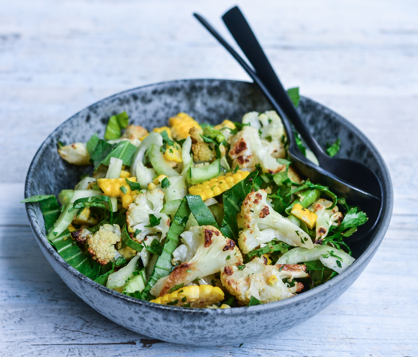 Bagt blomkål med gourmetmajs & pak choi