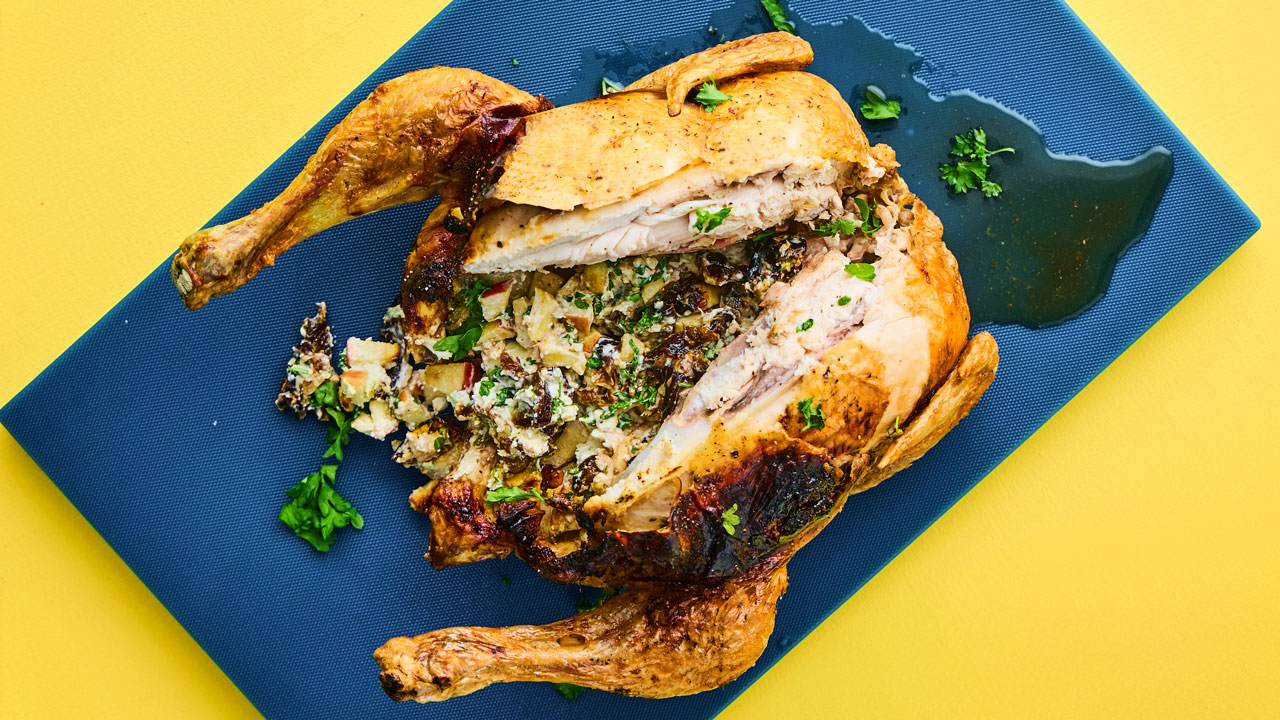 Hel, fyldt kylling i airfryer