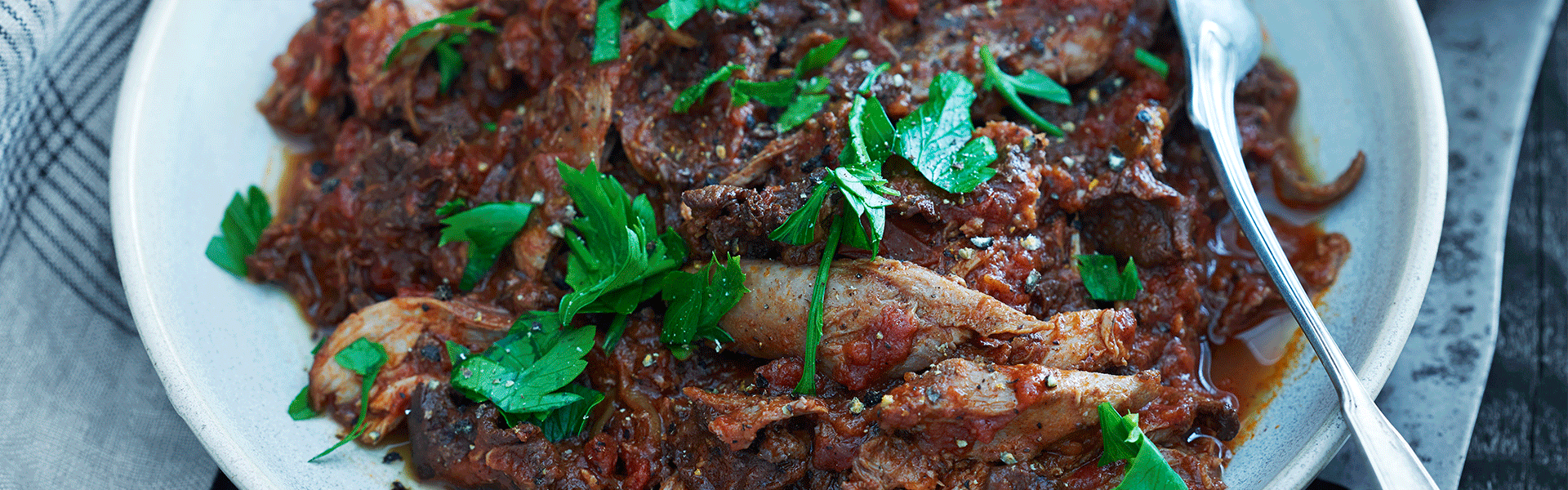 Fasanragout med svampe og tomat/persillemos