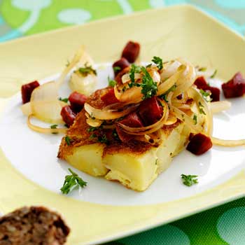 Æggekage med kartoffel og chorizo