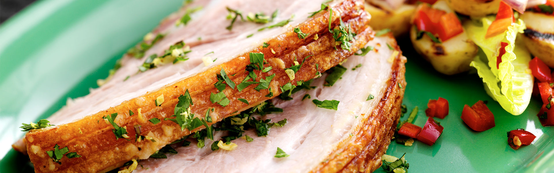 Grillet ribbensteg, peberfrugt og kartofler