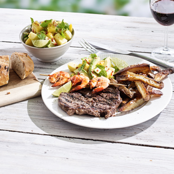 Australsk inspireret ribeye - Surf n' Turf