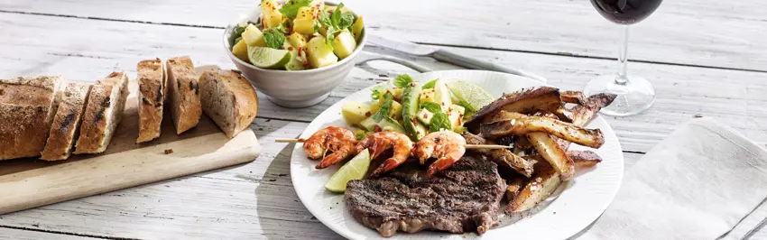 Australsk inspireret ribeye - Surf n' Turf