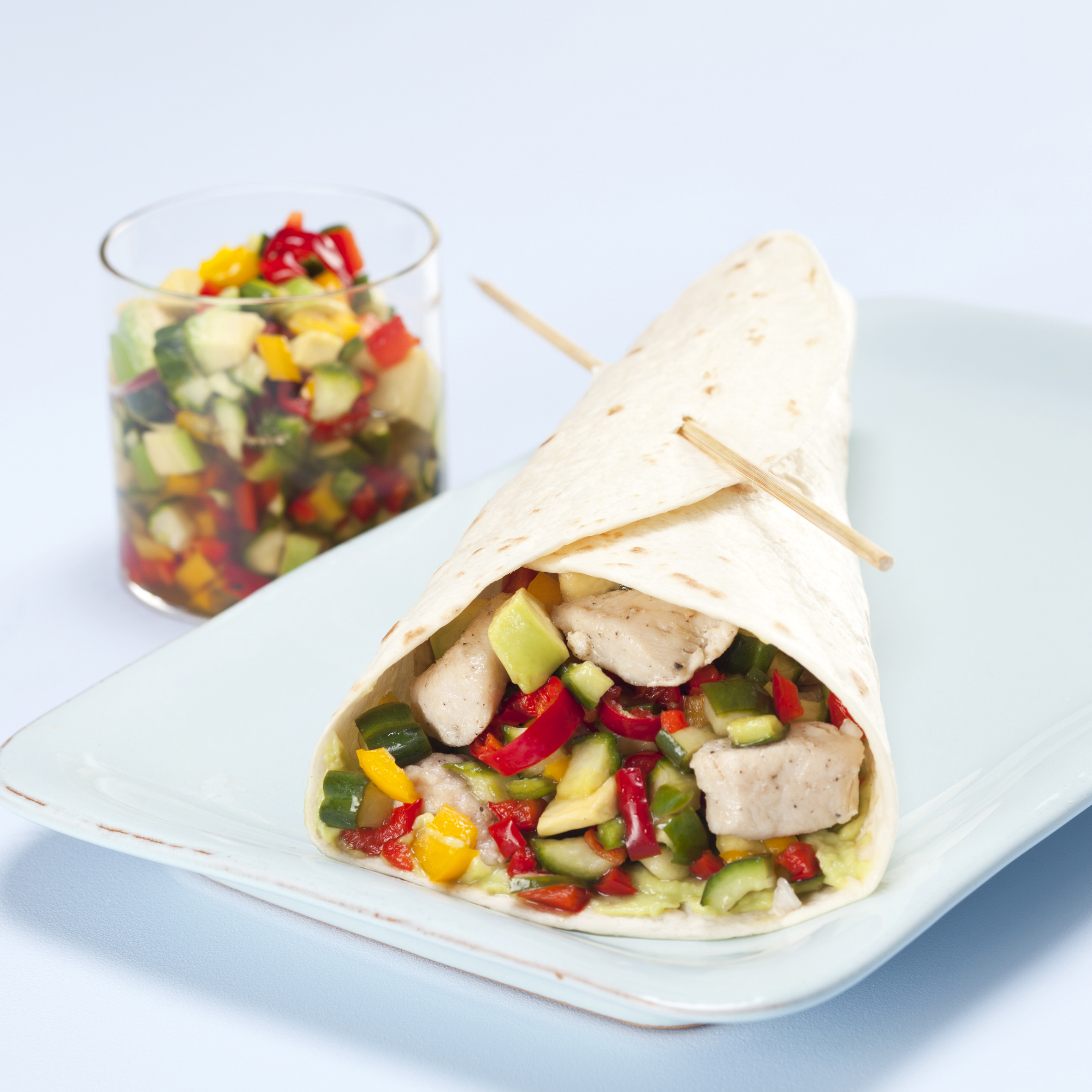 Mexicanske pandekager med kylling og peberfrugtrelish