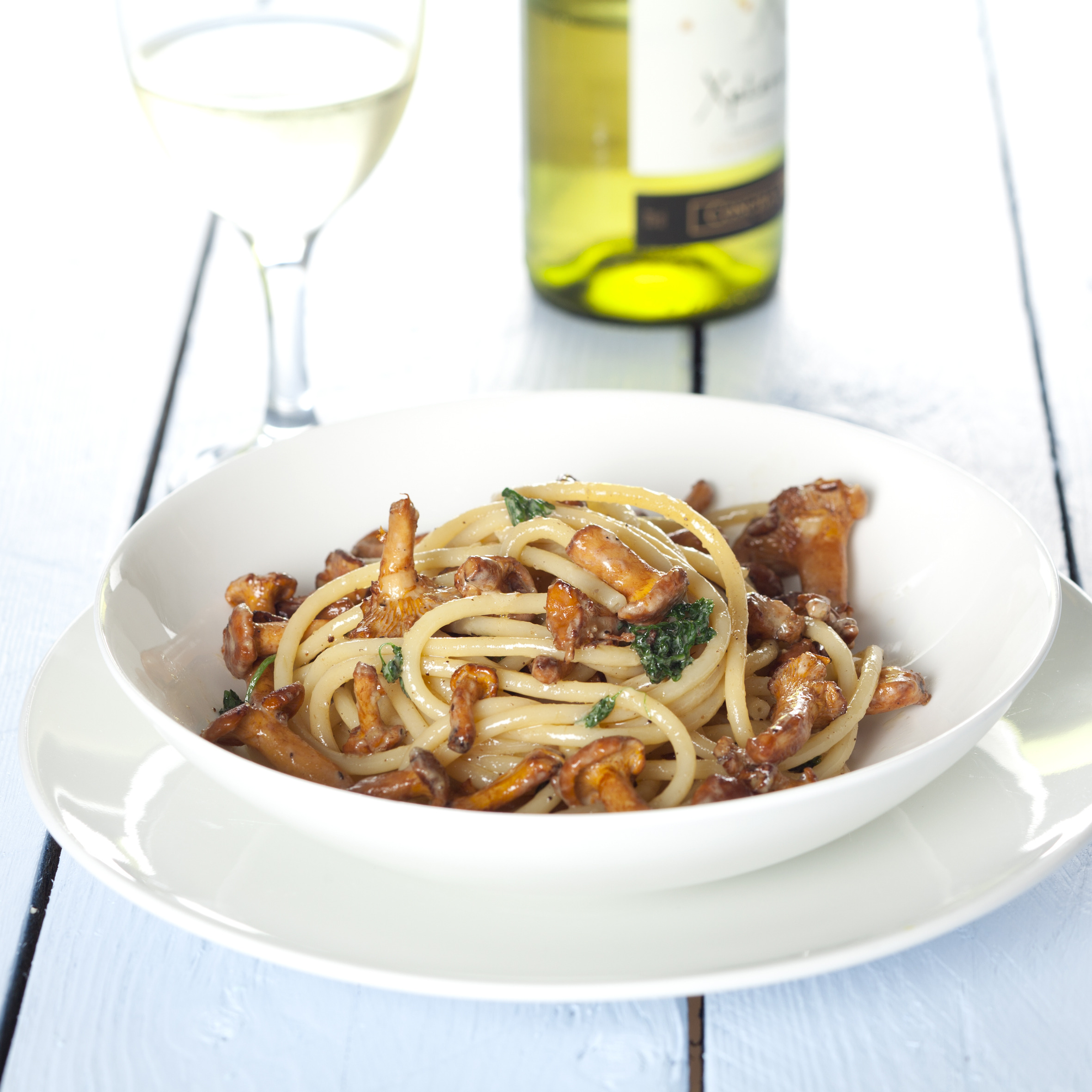 Pasta med kantareller og persille