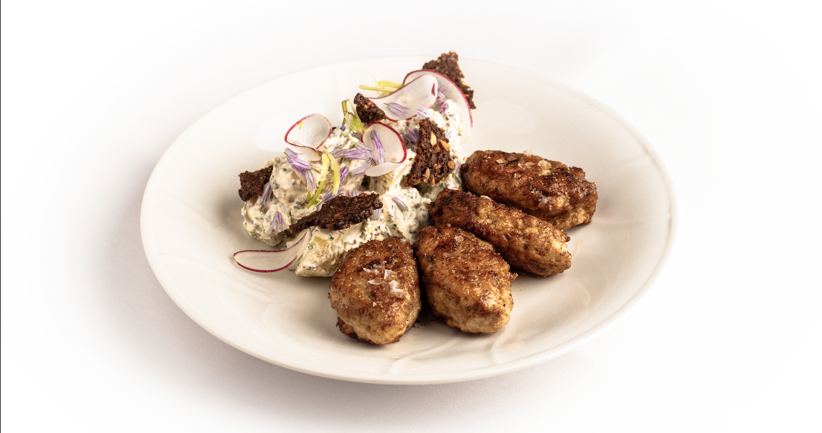 Kartoffelsalat a la Kokkelandsholdet med kyllingefrikadeller