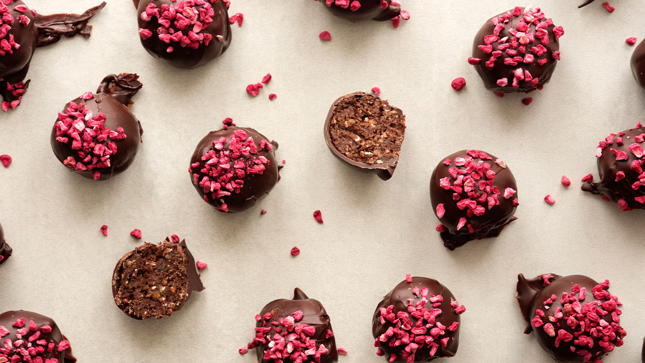 Hindbær-chokolade kugler