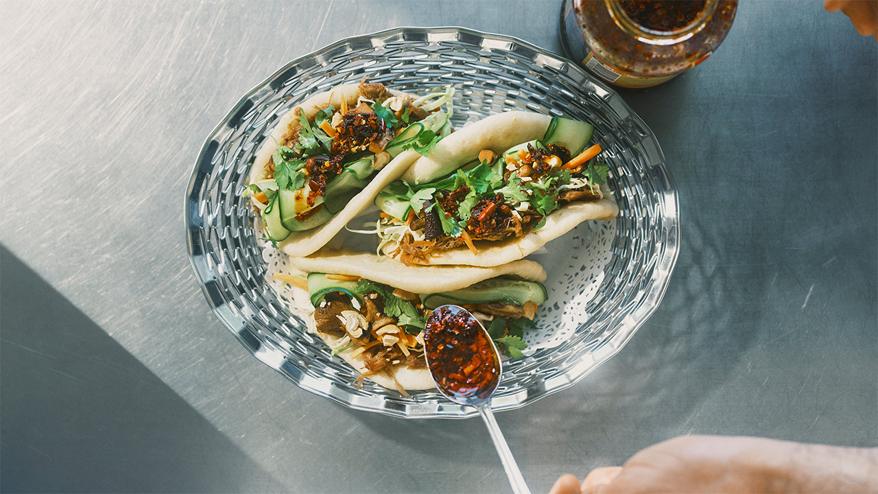 Bao buns med confiteret and