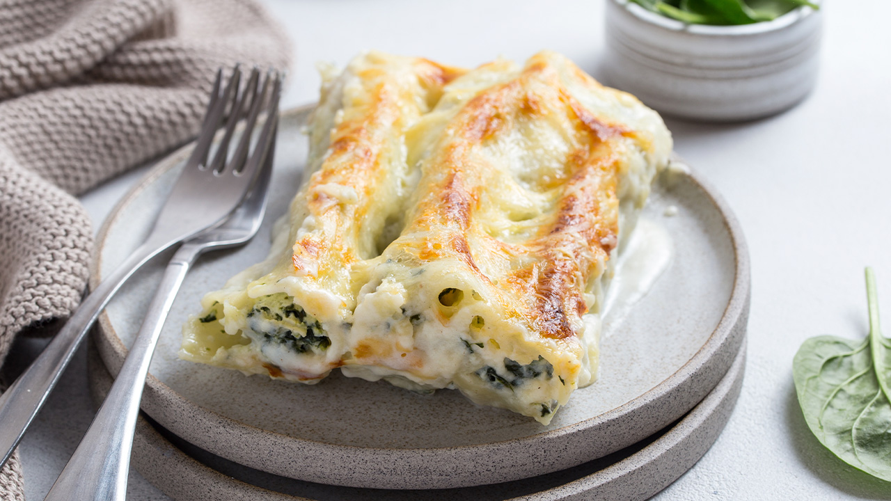 Cannelloni med spinat og to slags ost