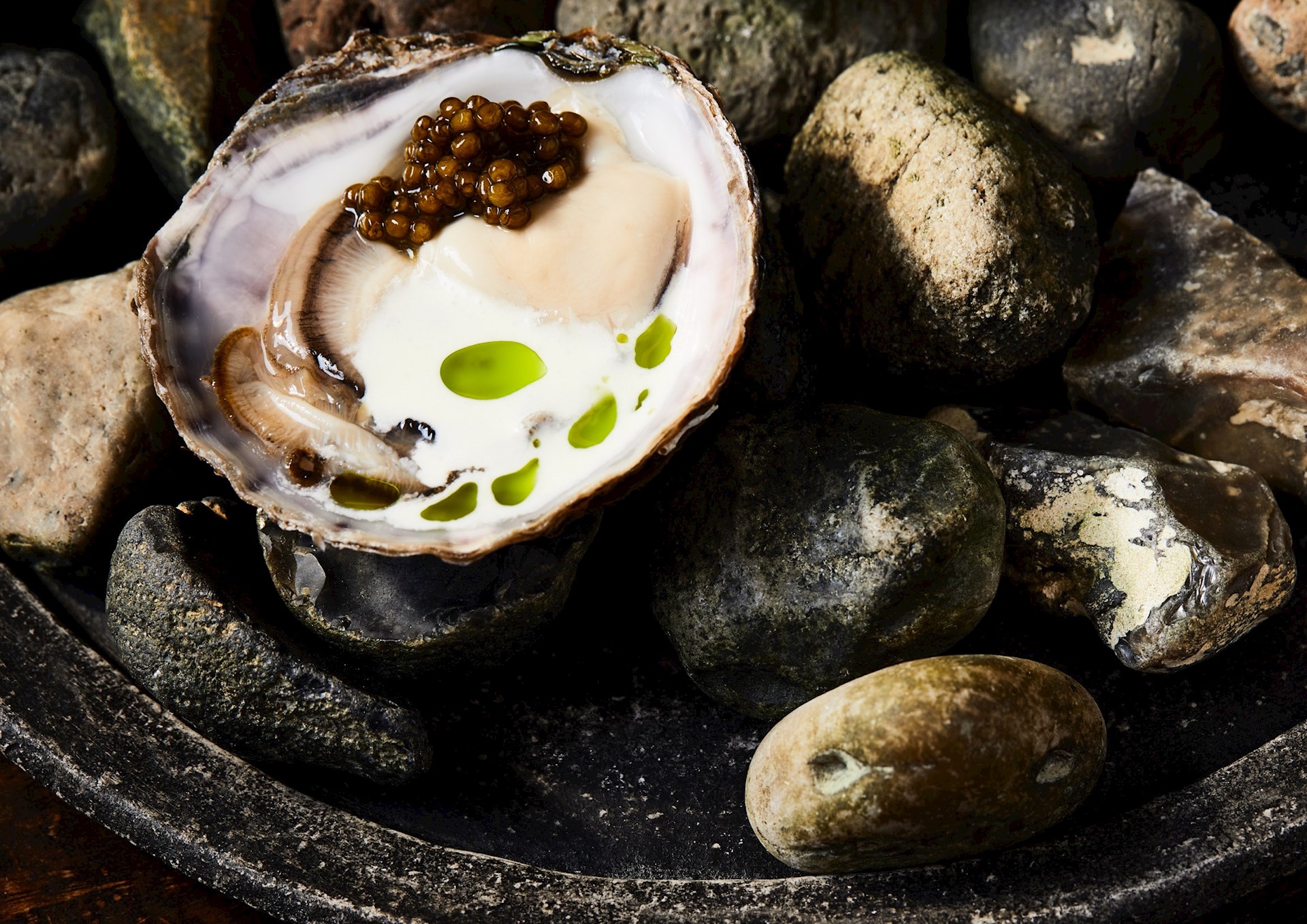 Limfjordsøsters med champagne og caviar