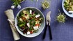Aspargessalat med quinoa, gedeost, oliven og tomat - thumbnail