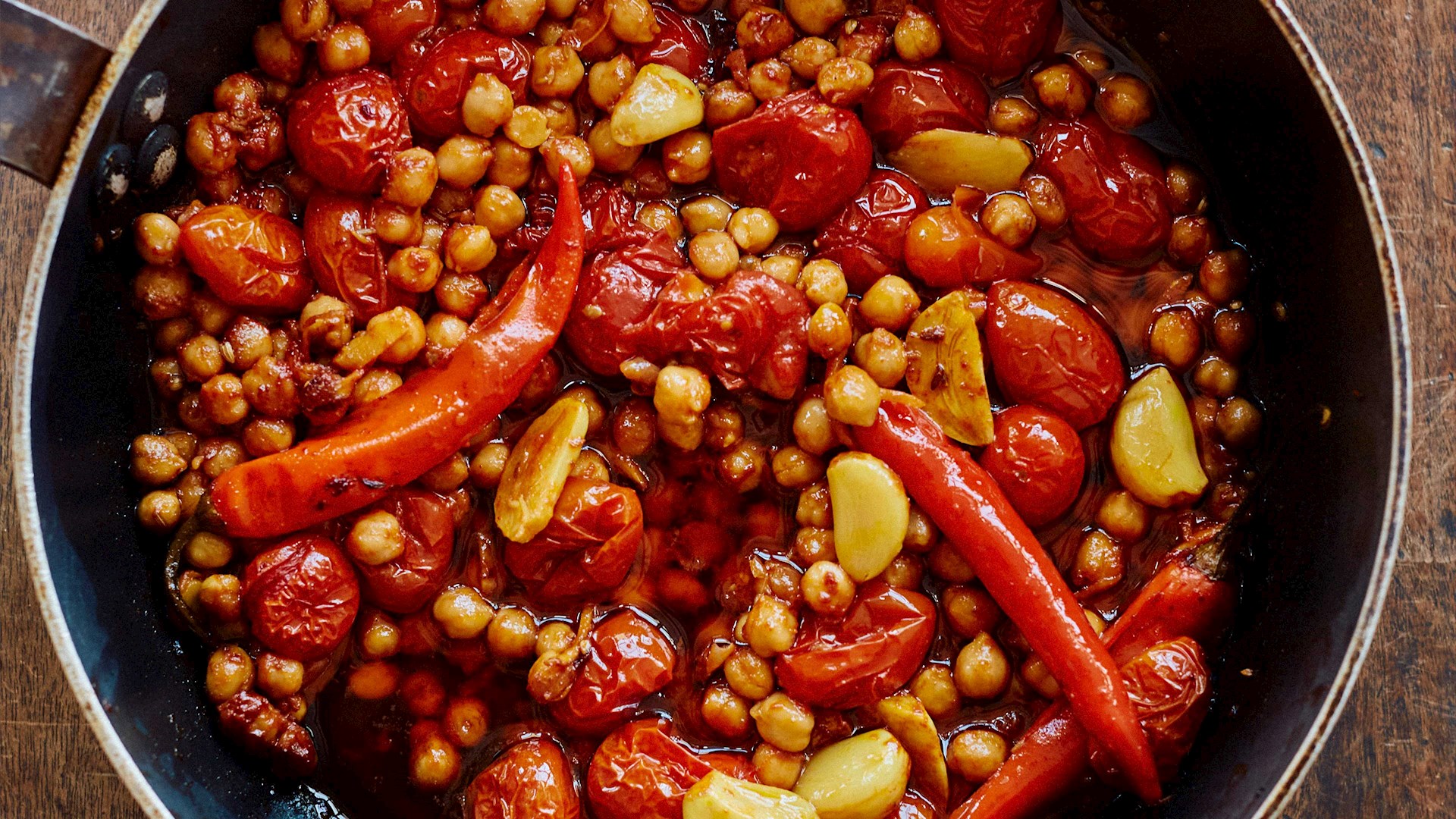 Confiterede tandoori-kikærter