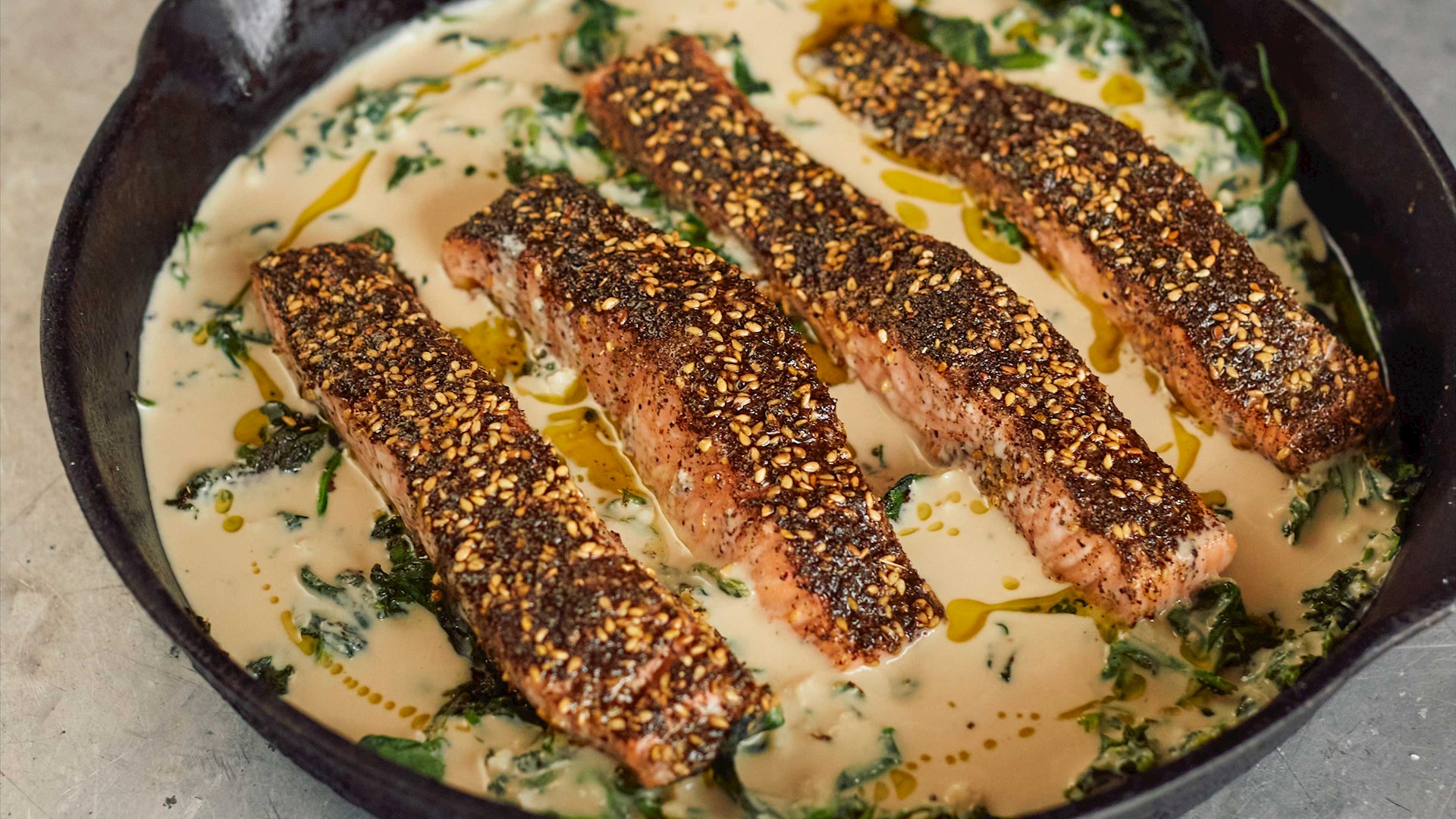 Laks med za’atar og tahin