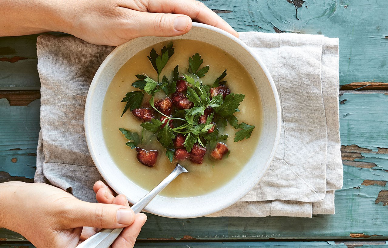 Kartoffelsuppe med bacon