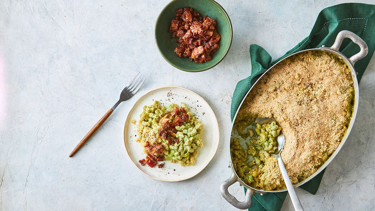 Mac n´cheese med Audu Mild, broccoli og persille