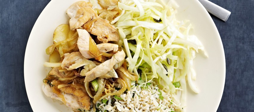 Kålsalat og kyllingewok