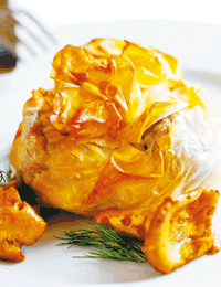 Filodej opskrift fyldt med torsk, champignon og tomat - se her