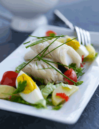 Torskesalat med stenbidderrogn