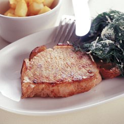 Appelsin kanelmarinerede svinekoteletter med spinatsalat