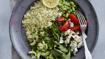 Cous-cous salat med tomater, edamame bønner og feta - thumbnail