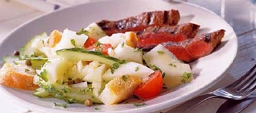 Toscansk brødsalat med melon og grillet bøf