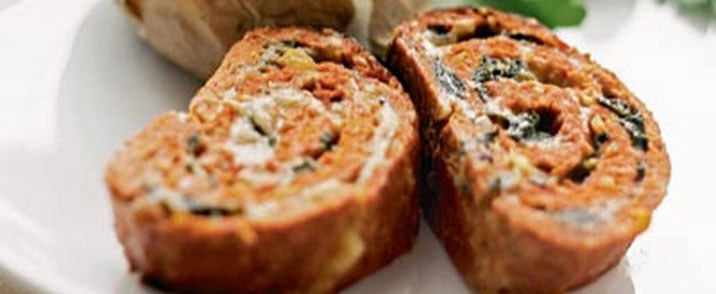 Farsbrød med spinatfyld