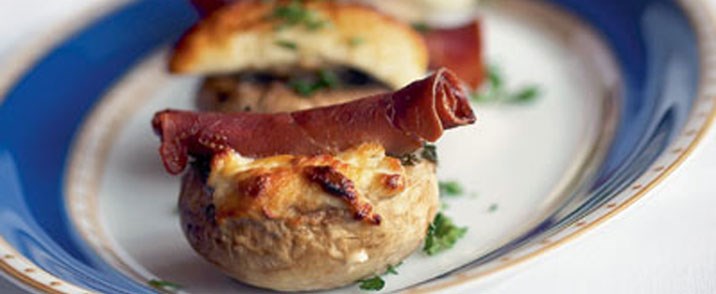 Bagte svampe med gedeost