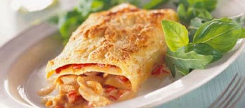 Lasagne med peberfrugter og kylling