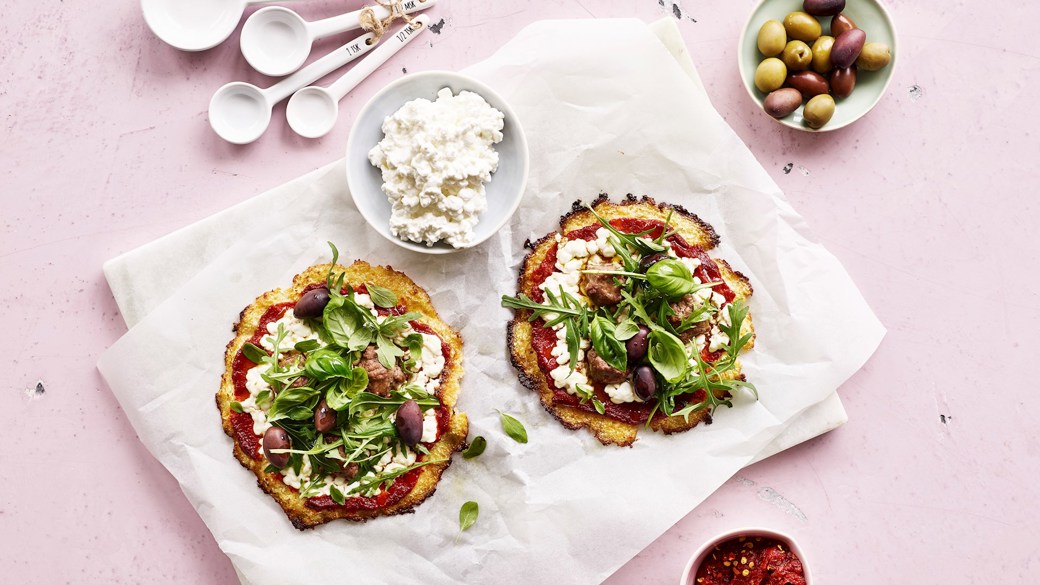 Blomkålspizza med hytteost og okse