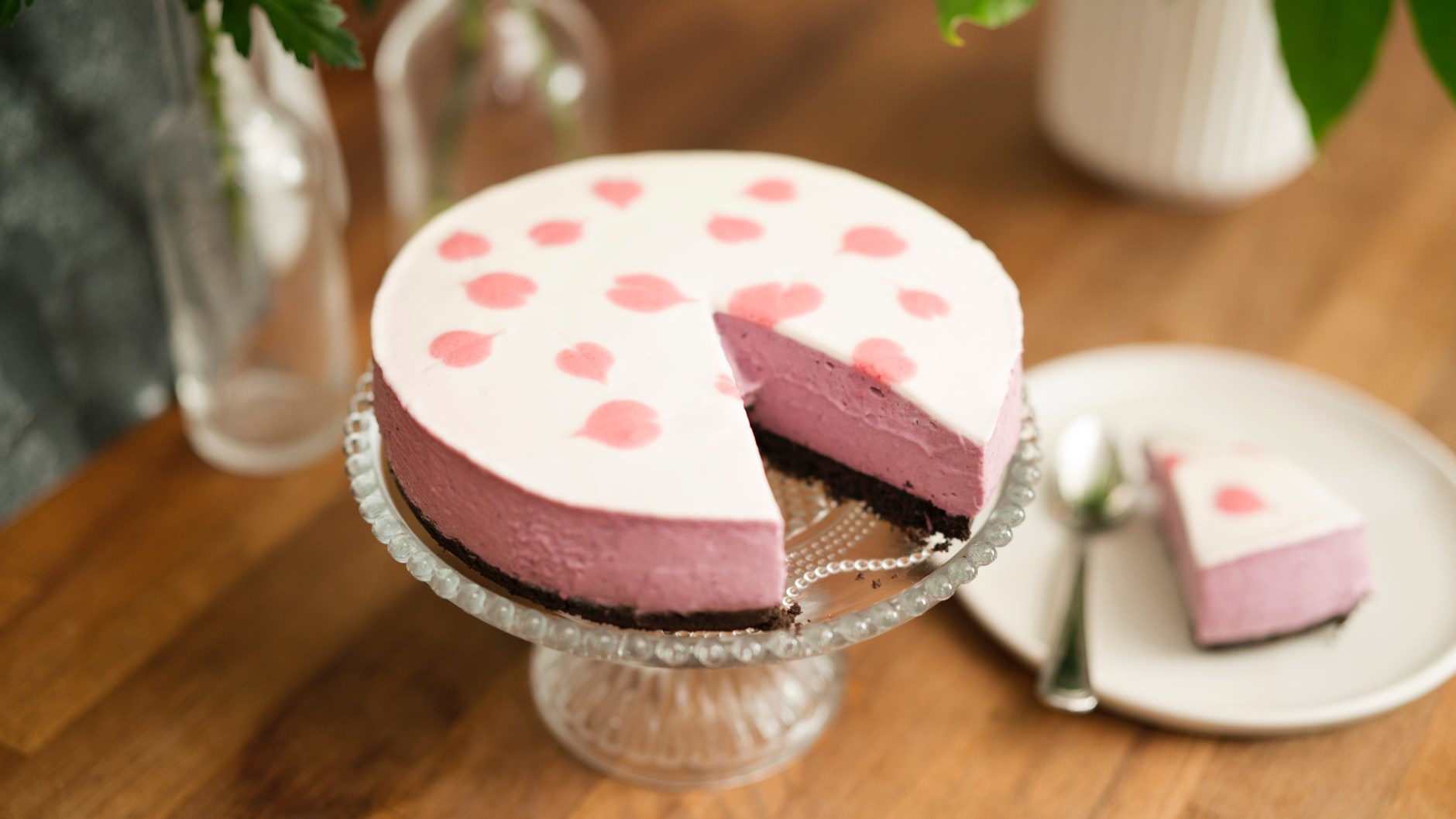 Cheesecake med hvid chokolade og chokoladebund